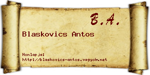 Blaskovics Antos névjegykártya